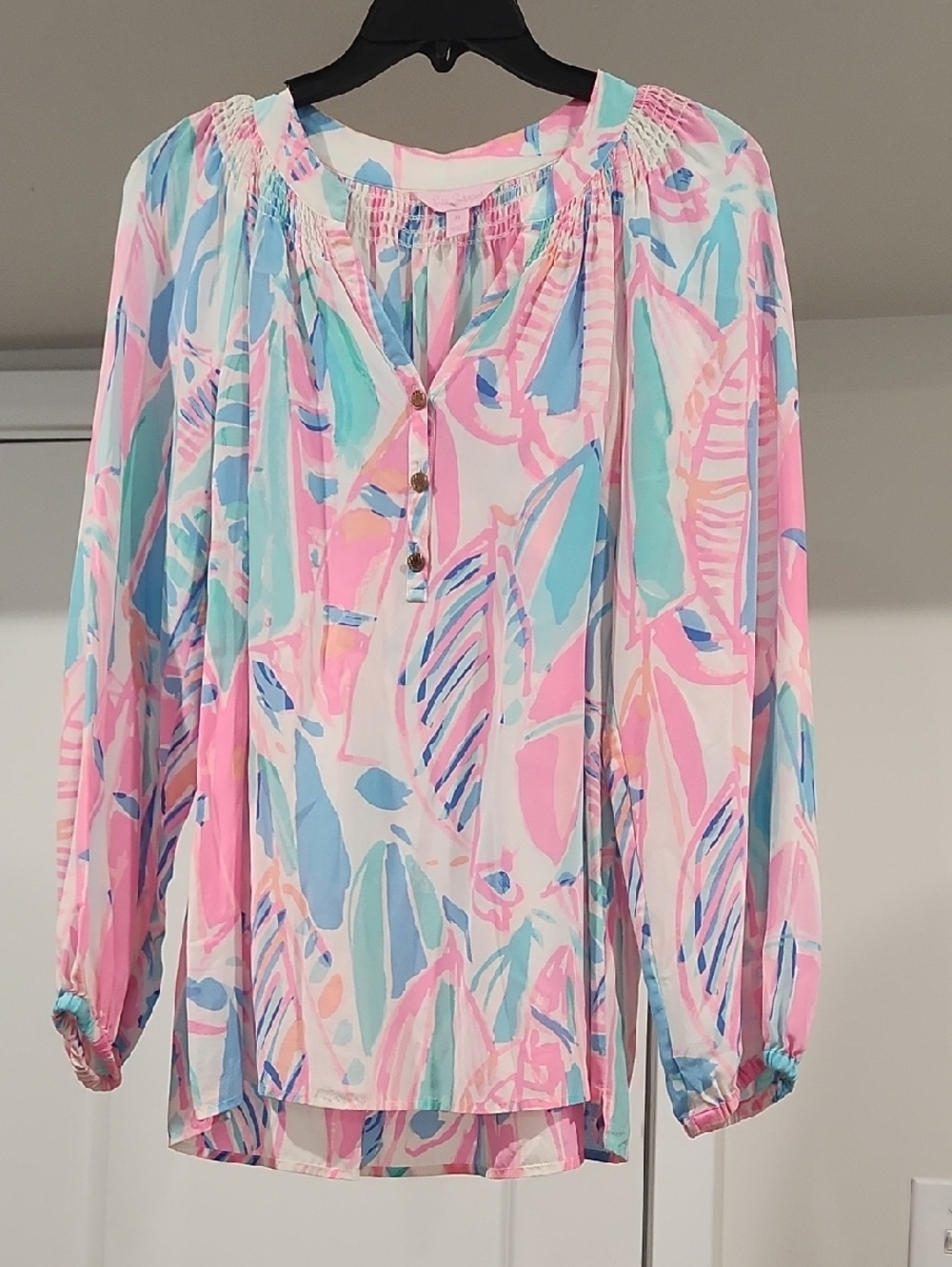 Lilly Pulitzer Watercolor Print Silk Blouse
